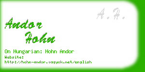 andor hohn business card
